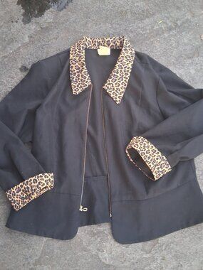 ROAMAN'S Lightweight Jacket Leopard Trim 16 -18 Plus Size Cute!